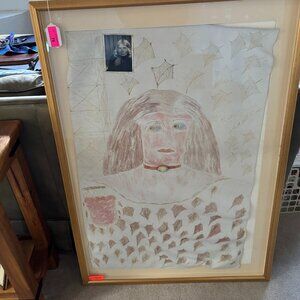 Rare Lee Godie Original Painting – “Pretty Princess” – With Self-Portrait Photo